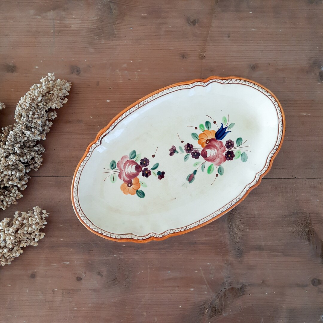 Oval Shaped Dish French Vintage Serving Dish Ceramic Faience Etsy
