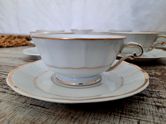 1 to 4 LIMOGES France B&C Bernardaud Malmaison 1924 White GOLD 