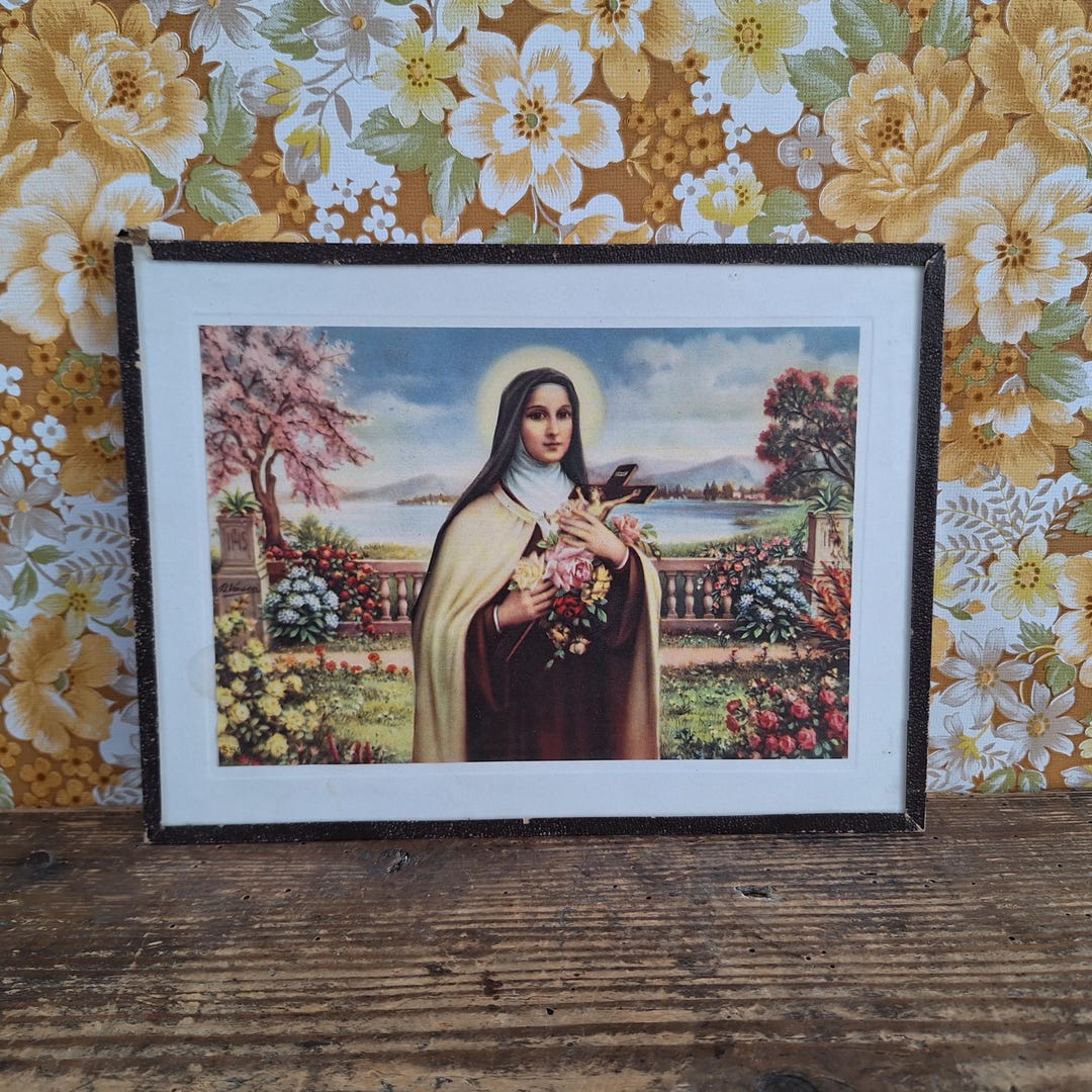 Antique Framed St Therese of Lisieux Print, Religious Wall Art, Framed ...
