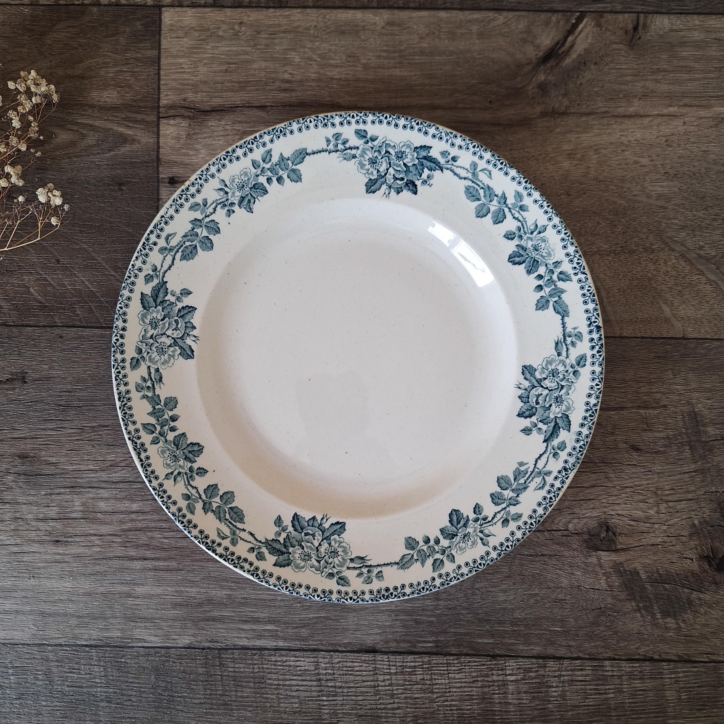 Large Antique French Ironstone Platter Guadeloupe Transferware