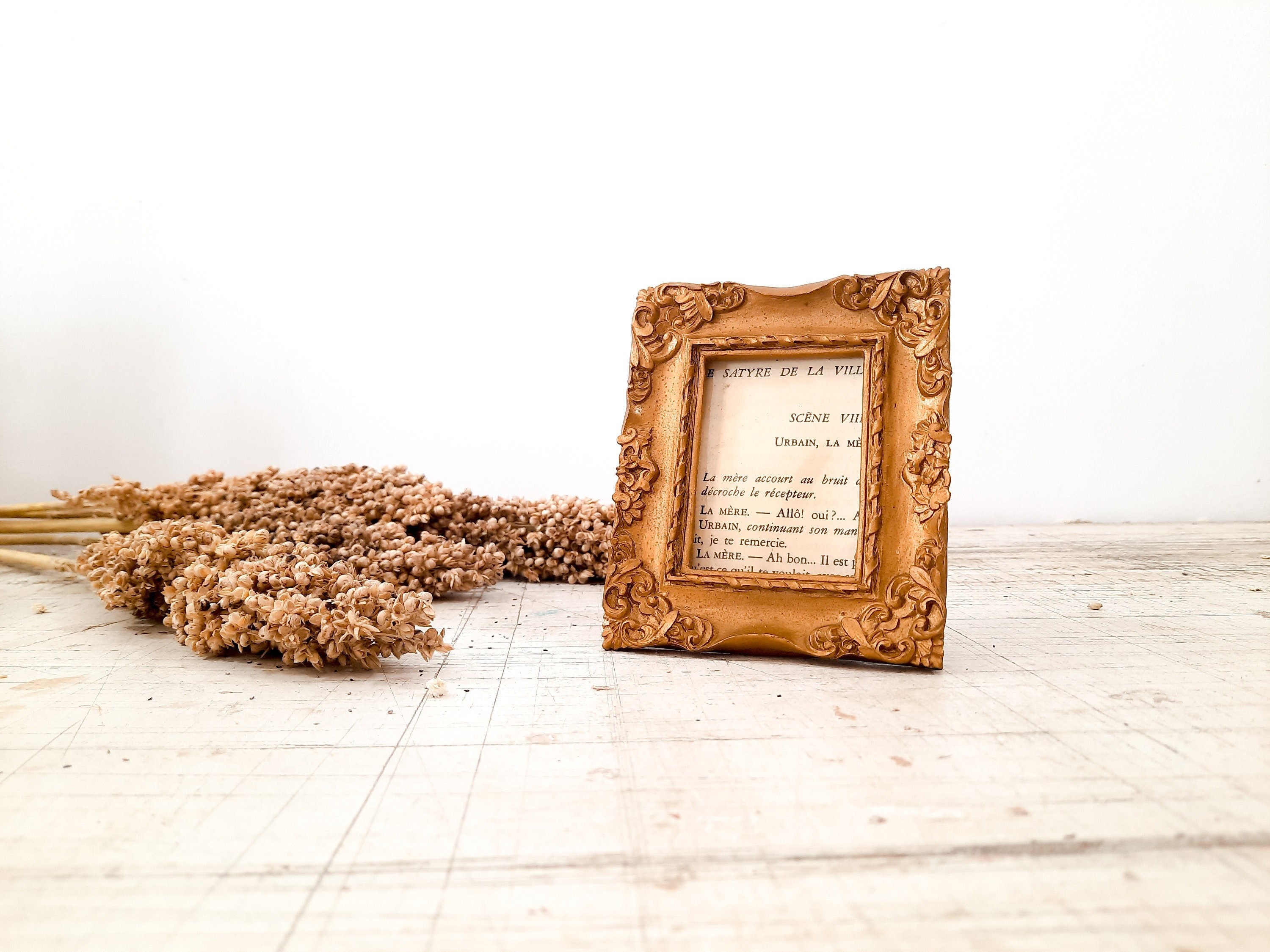 Français Petit Support Photo Gesso Doré, Cadres Victoriens, Photographies Ornées, Cadre Art Déco Or,