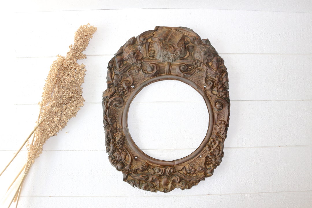 Large Antique French Grandfather Clock Face Surrround Frame Brass ...