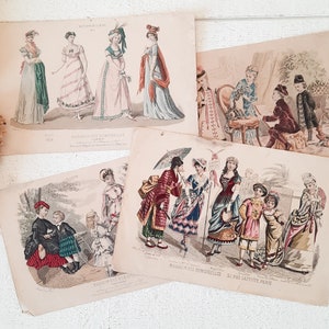 French Fashion Print Illustration Engraving Vintage Print from La Mode Illustree Fashion Plates
