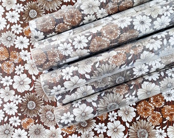 Papel pintado floral marrón, papel de pared floral estampado vintage, 1 a 7 rollos, para proyectos, stock antiguo nuevo original, para UN rollo