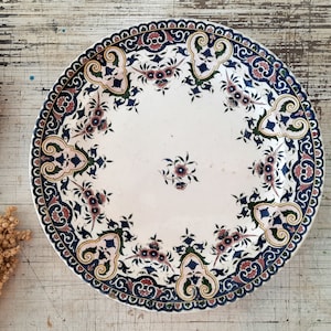Large French Plate Decorative Sarreguemines U&C Harcourt Terre de Fer Plate Ironstone Terre de Fer Plate