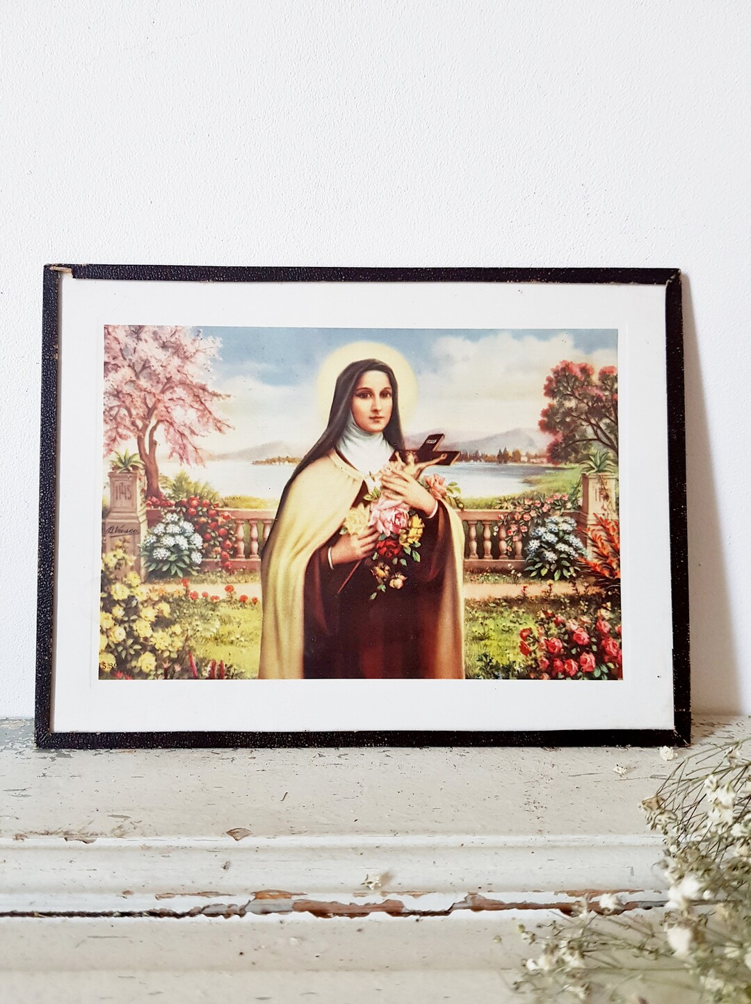 Antique Framed St Therese of Lisieux Print, Religious Wall Art, Framed ...
