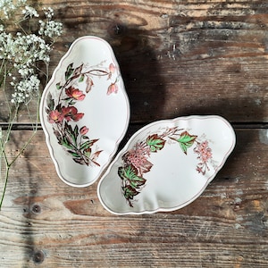Platos Longchamp Terre de Fer Printemps, conjunto de elegancia floral antigua francesa, grandes entremeses de piedra de hierro para servir platos policromados