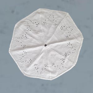 Rara pantalla de lámpara colgante antigua bordada, dosel de techo de lino y algodón francés, cubierta de pantalla floral bordada a mano, decoración estilo cottagecore imagen 2