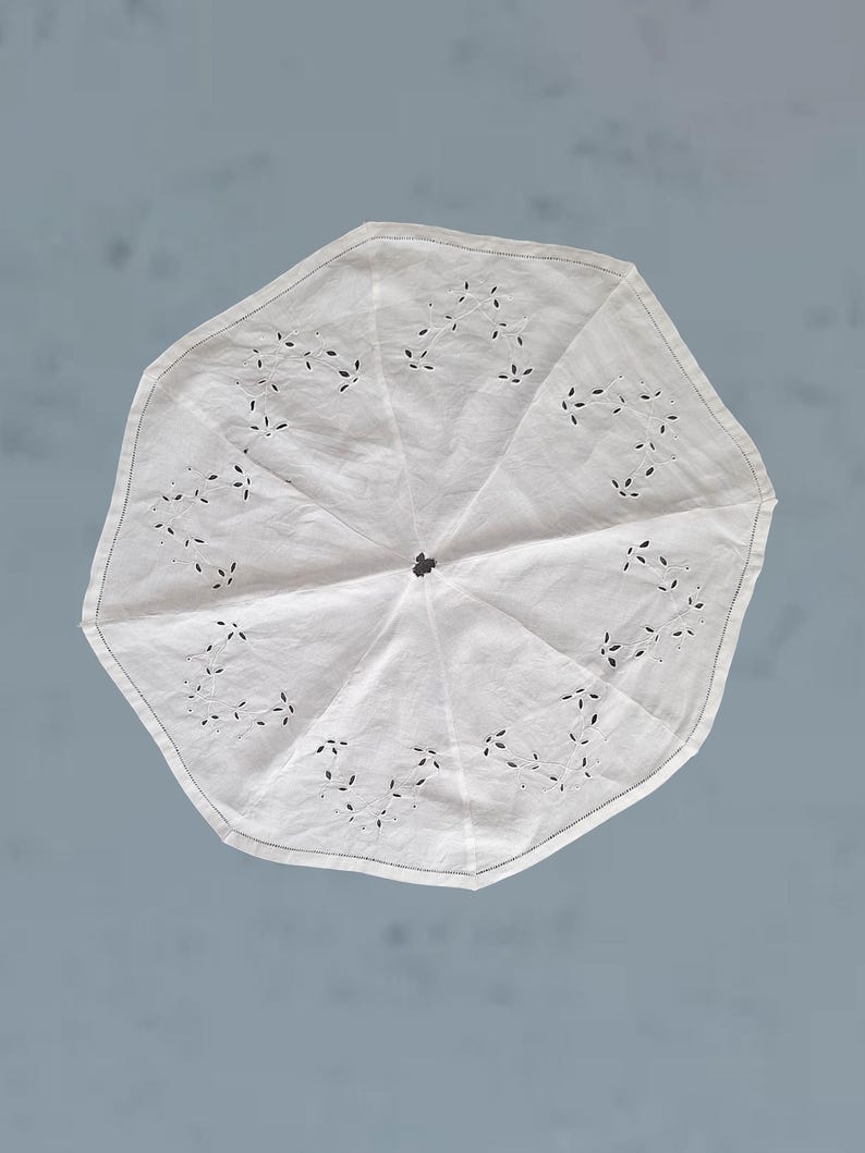 Rara pantalla de lámpara colgante antigua bordada, dosel de techo de lino y algodón francés, cubierta de pantalla floral bordada a mano, decoración estilo cottagecore imagen 2