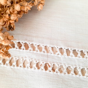 2,24 Yards Franse antieke ladder kantversiering vanaf rand laken, witte kanten rand rand vintage, bruiloft kantversiering, ambachtelijke levering kant