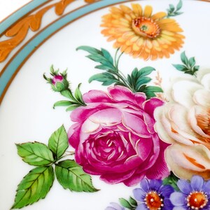 Rehausse Main plate with Stand, Limoges Plate Hand Painted, Ornate Plate Gold Trim Plate, Flowers Plate, Decorative Wall Hanging Plate image 2