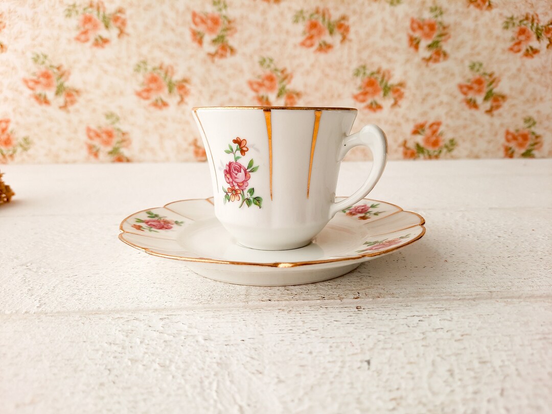 Rare French Limoges Coffee Cup and Saucer Porcelain Etsy