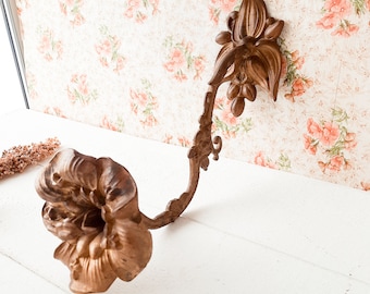 Embrasse de rideau fleurie antique, crochet de rideau, embrasse en métal doré, crochet de château français, appartement de Paris, matériel de rideau