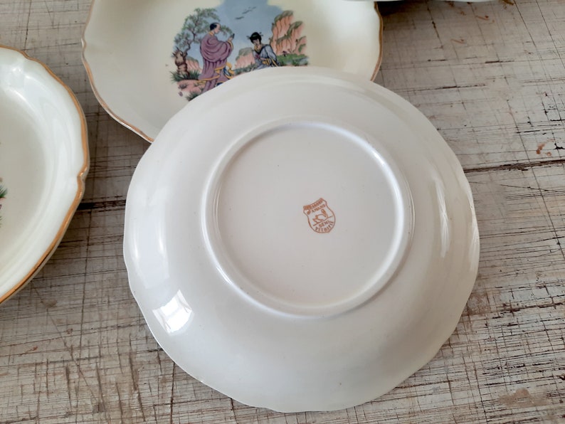Set of 6 French Vintage ST AMAND Ceranord China White Dessert Plates Japanese Decor, Rustic Tea Party, Cottage Chic, Side Plates Porcelain image 9