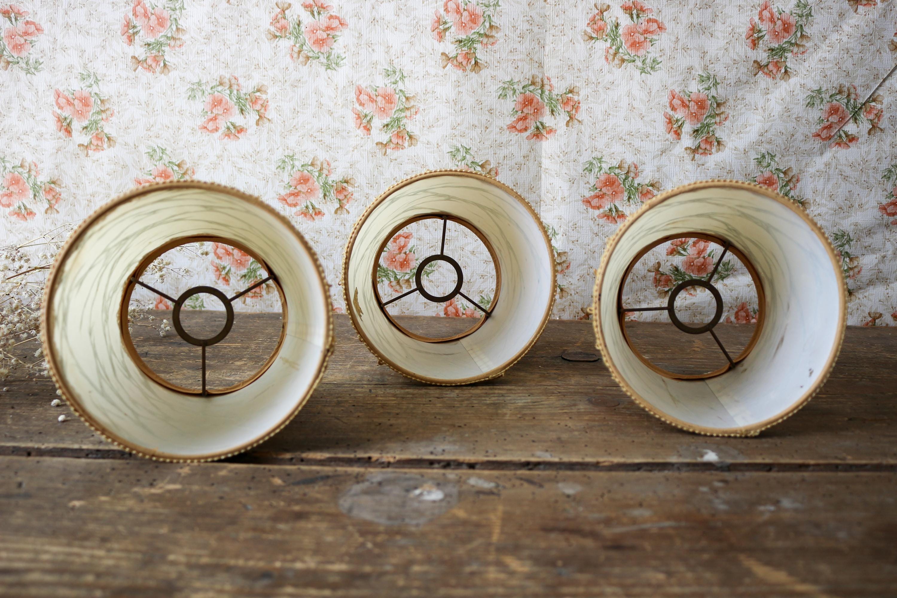 Set of 3 Marble Lampshades Vintage, Paper Lamp Shade, Lampshade Rustic ...