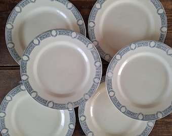 ディナープレート6枚セット 装飾花輪 ルイ16世 サラン 鉄石 19世紀