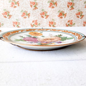 Rehausse Main plate with Stand, Limoges Plate Hand Painted, Ornate Plate Gold Trim Plate, Flowers Plate, Decorative Wall Hanging Plate image 3