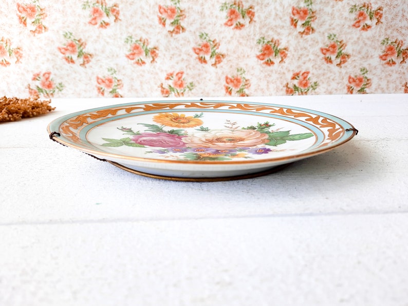 Rehausse Main plate with Stand, Limoges Plate Hand Painted, Ornate Plate Gold Trim Plate, Flowers Plate, Decorative Wall Hanging Plate image 3