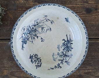 28.5cm Saint Amand Terre de Fer Bowl Plate, Guirlande, Bleu