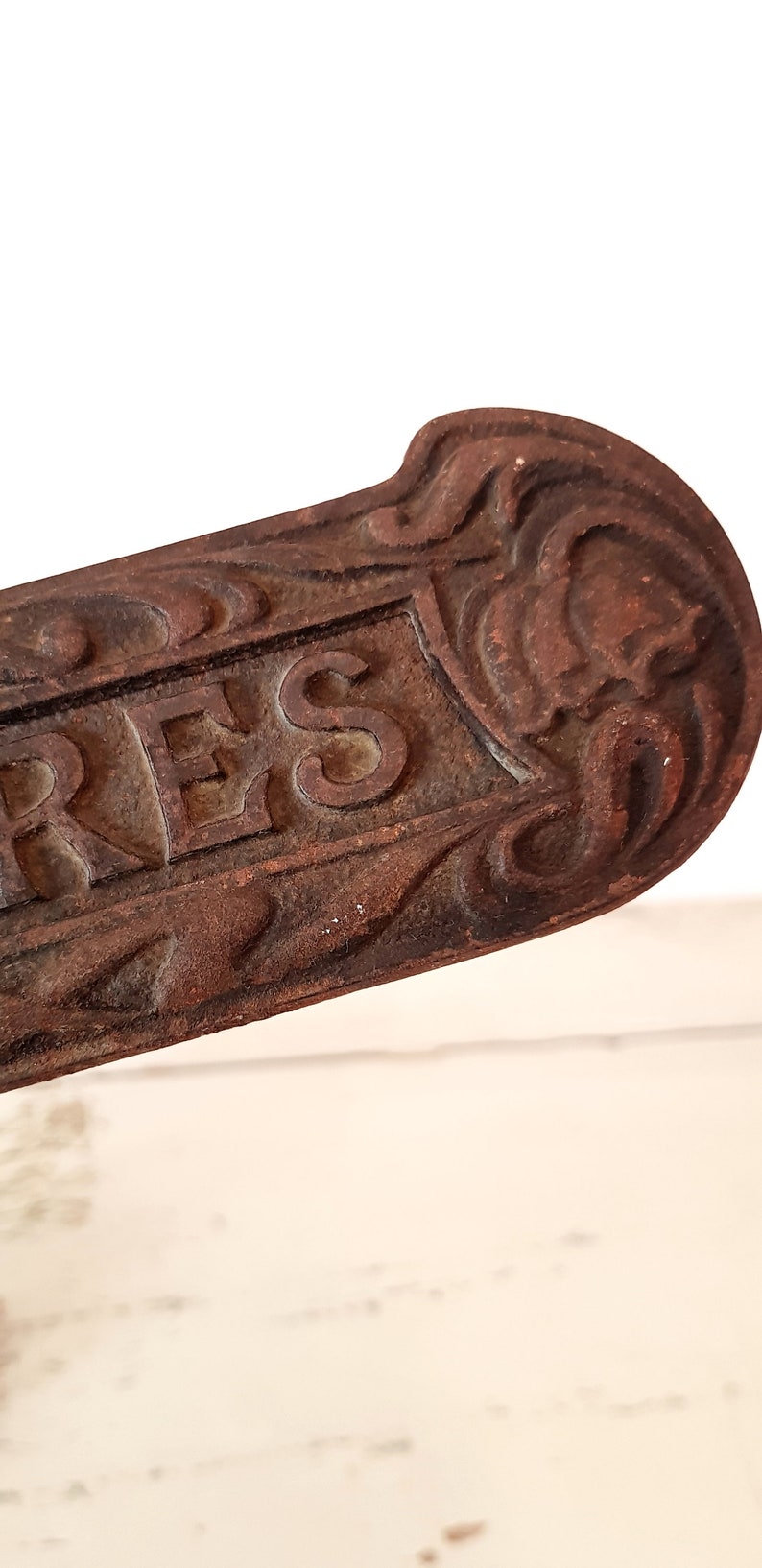 French Art Nouveau Cast Iron Mailbox Antique Door Letter Slot Architectural Salvage