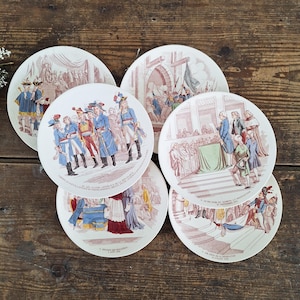 Set of 6 Antique Sarreguemines Plates, French Revolution Scenes, Transferware Plates Set, Late 1800s, Plates Collectible Terre de Fer
