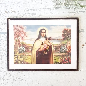 Antique Framed St Therese of Lisieux Print, Religious Wall Art, Framed ...