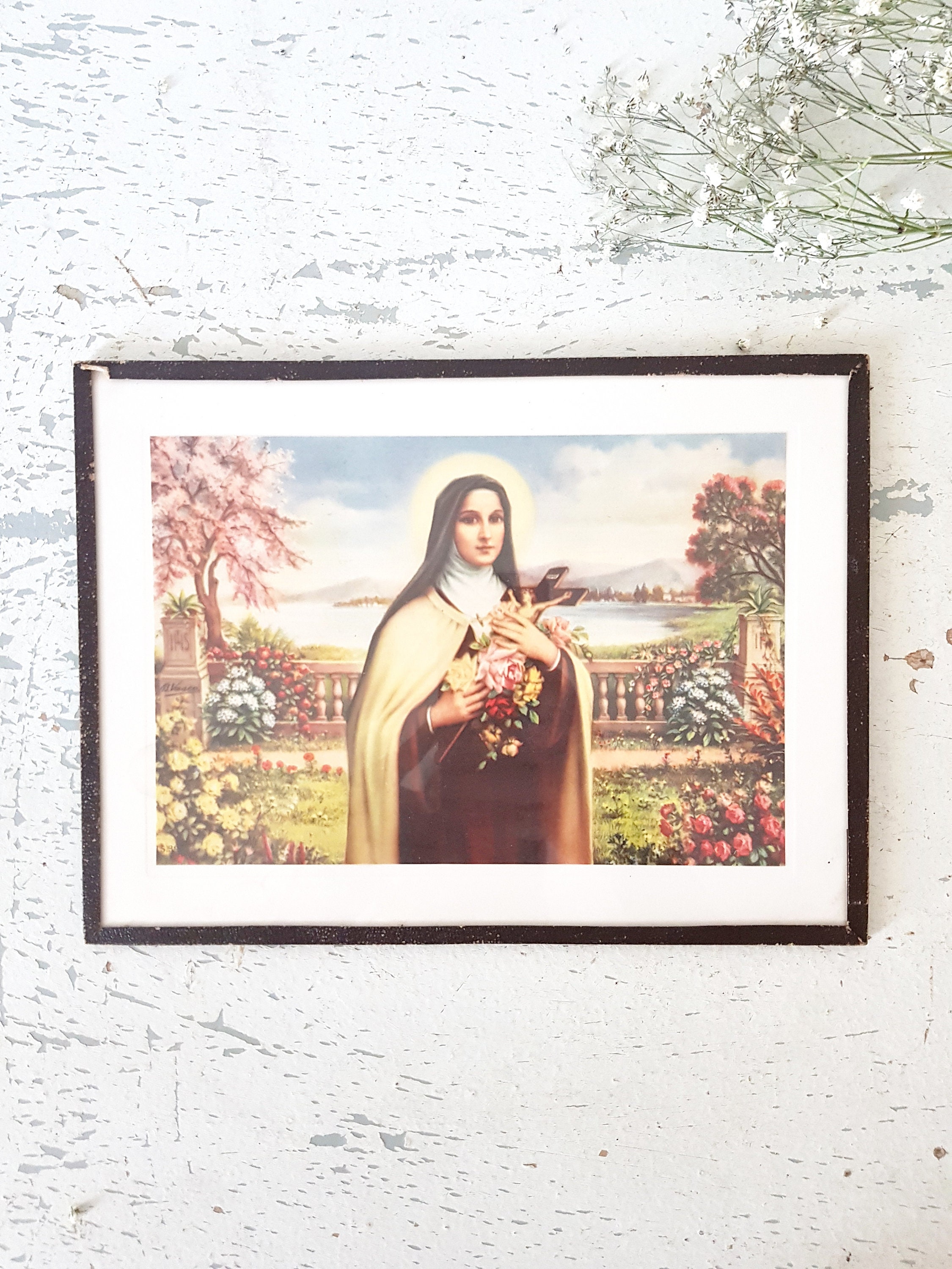 Antique Framed St Therese of Lisieux Print Religious Wall - Etsy