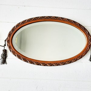 Extra Large Antique French Art Nouveau Mirror Wall Hanging Beveled Mirror Art Deco, Carved Wood Mirror, Wood Mirror Wall