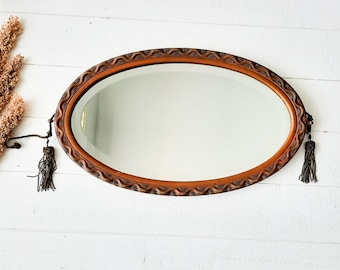 Extra Large Antique French Art Nouveau Mirror Wall Hanging Beveled Mirror Art Deco, Carved Wood Mirror, Wood Mirror Wall