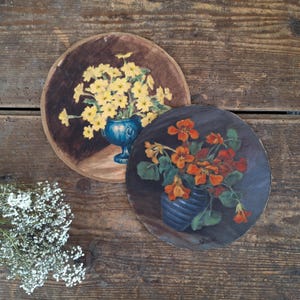 Dos bodegones florales en acuarela originales con ramo de flores en un jarrón