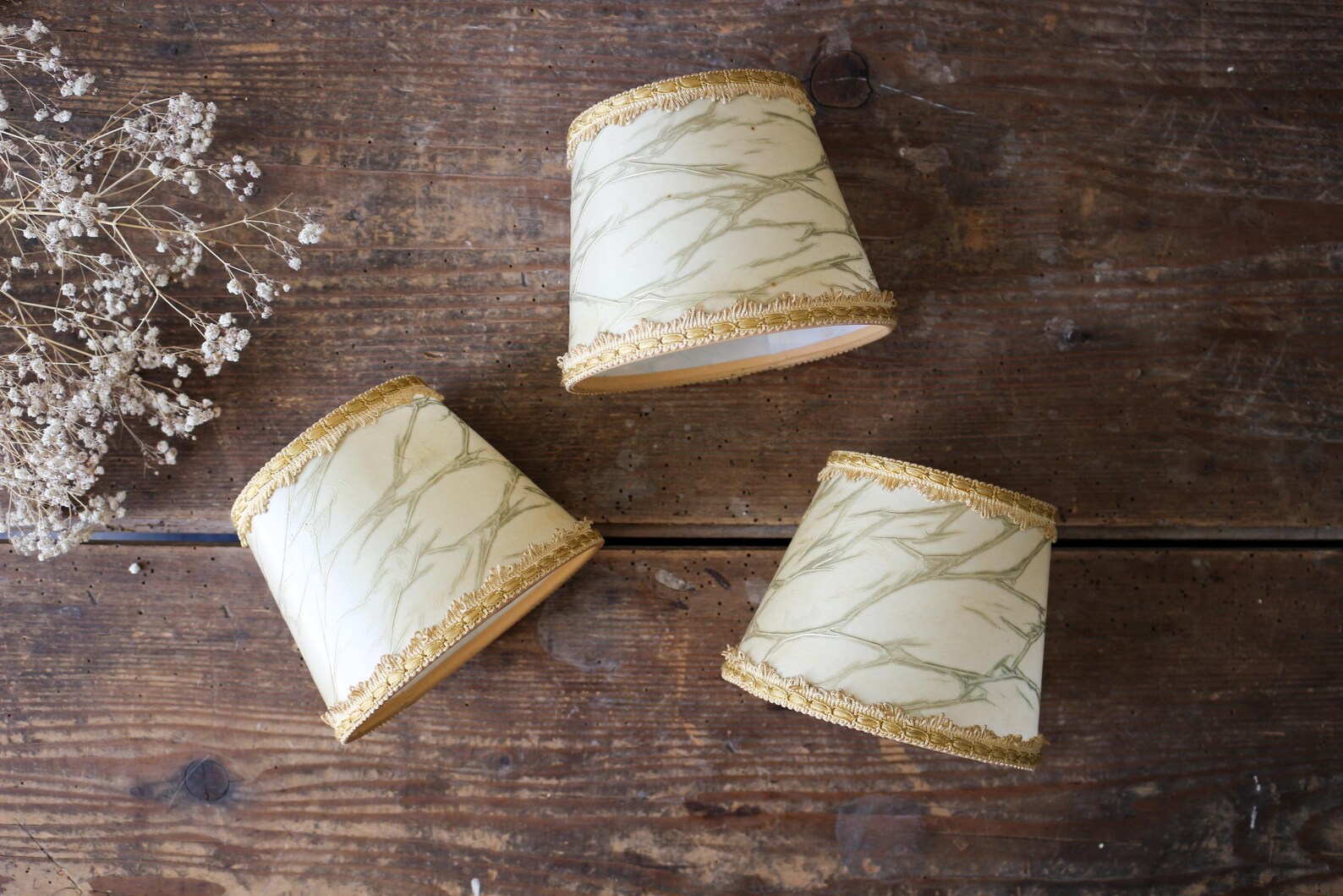 Set of 3 Marble Lampshades Vintage, Paper Lamp Shade, Lampshade Rustic ...