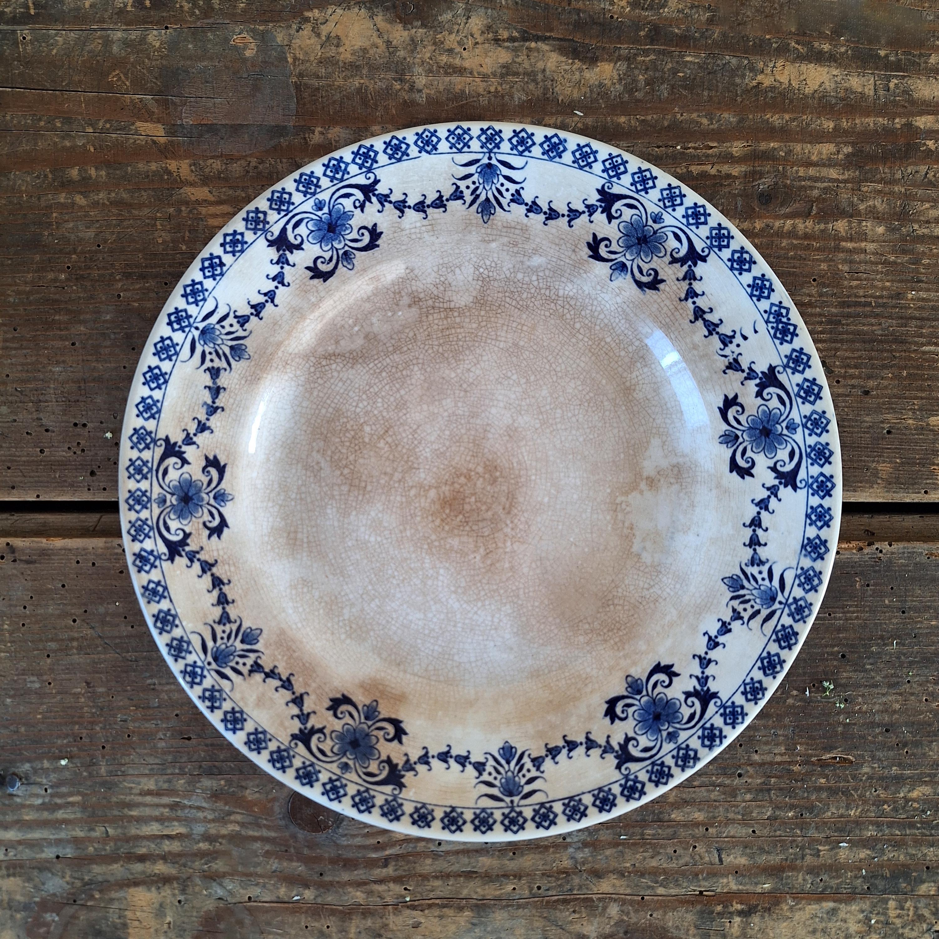 19th Antique French Terre De Fer Cake Stand Primerose Pattern