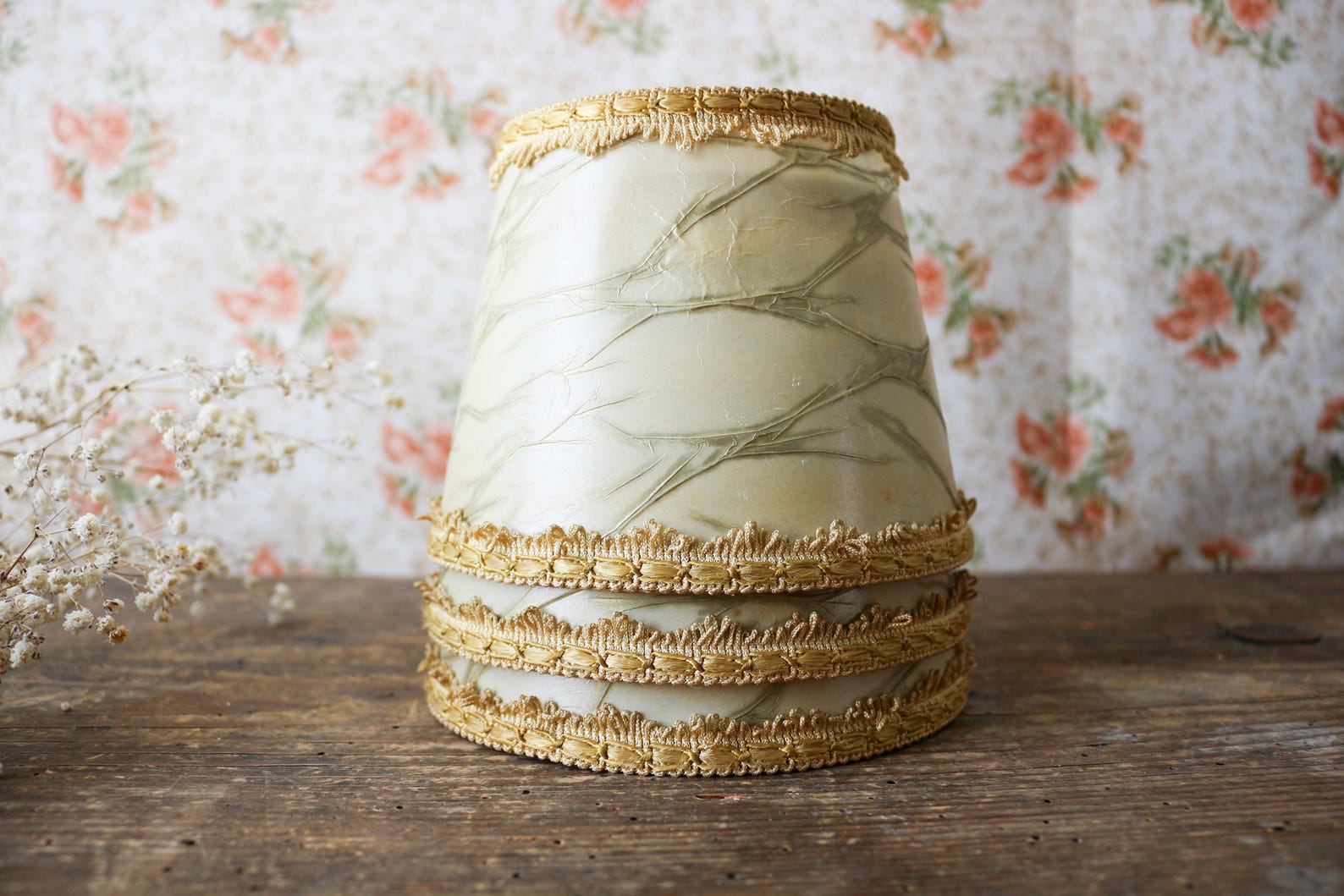 Set of 3 Marble Lampshades Vintage, Paper Lamp Shade, Lampshade Rustic ...
