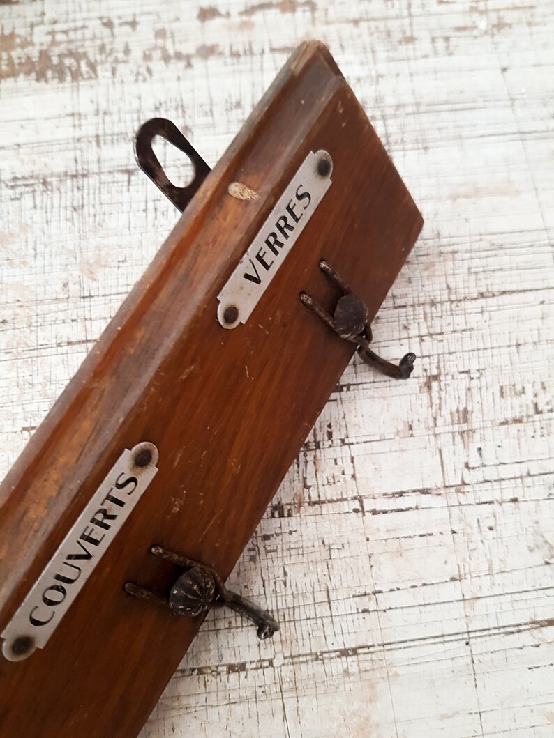 French Vintage Tea Towel Holder Wood Dish Cloth Rack 4 Hooks Etsy