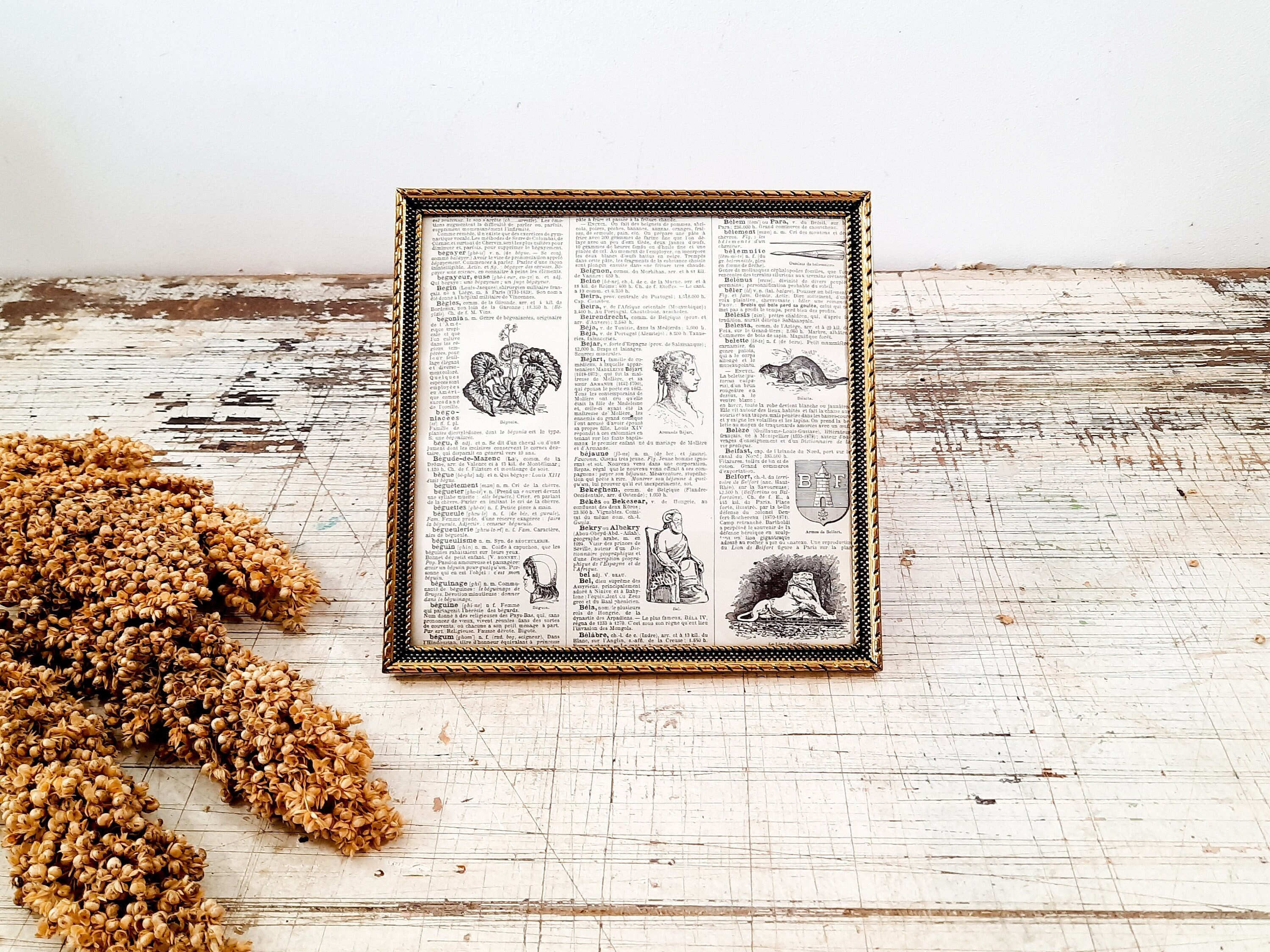 Cadre Photo Vintage Standing Convex Picture Frame Square, Danish Design Metal Glass Frame, Vintage,