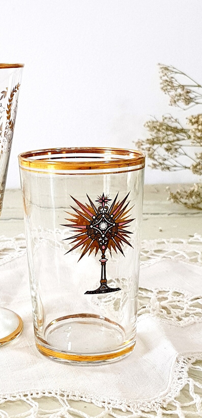 Set of 2 Communion Glasses French Vintage Memory of Communion Etsy