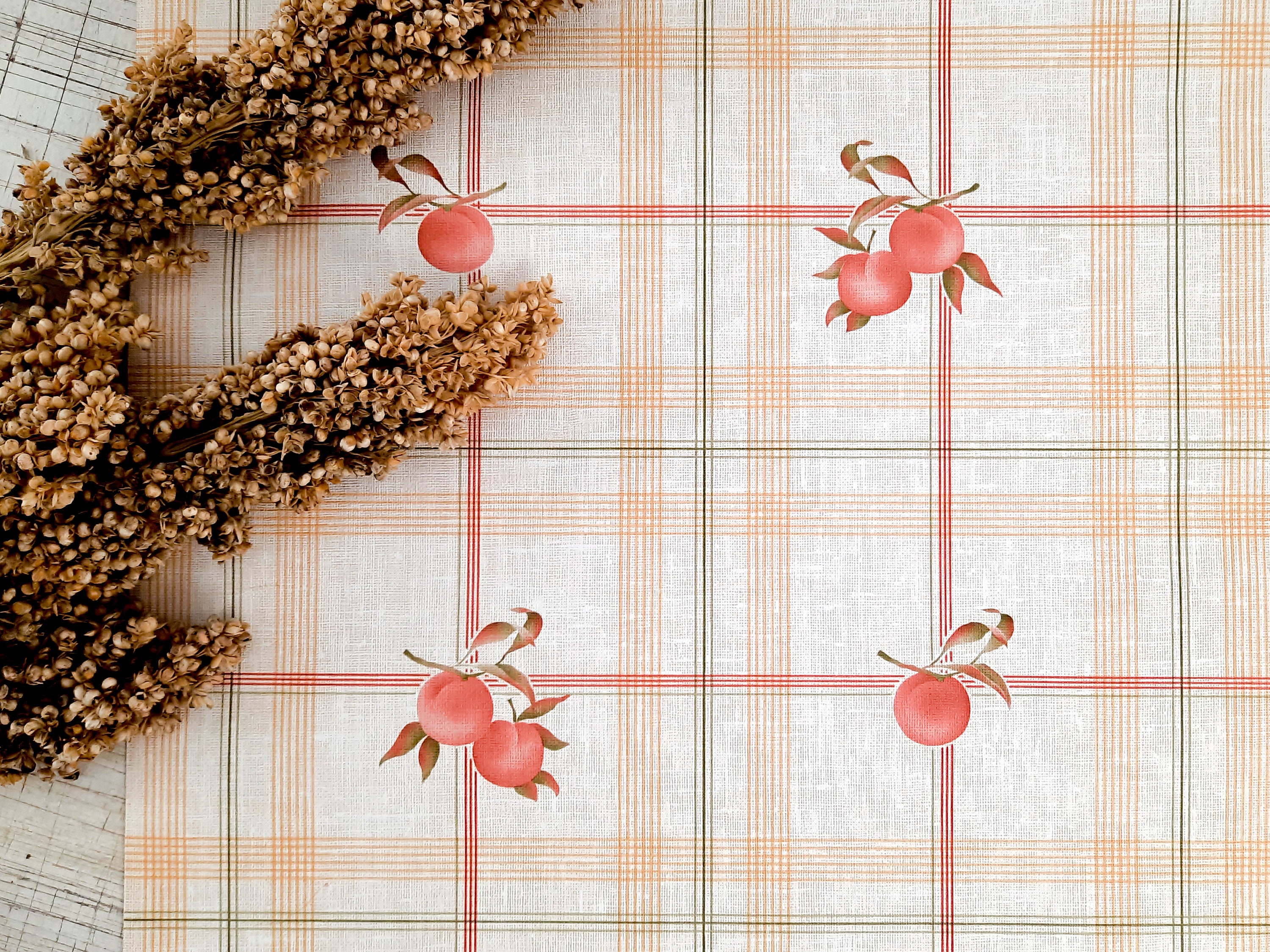 Papier Peint Vintage Français Printed Peaches, Pour Les Projets, Décor de Cuisine, Rouleau Papier De