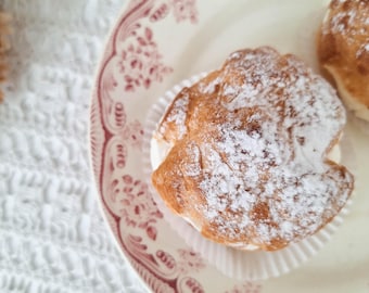 Puesto de pasteles francés antiguo, Choisy le Roi Boulenger Burdeos, placa de pedestal de piedra de hierro de transferencia rosa, puesto de postres Terre de Fer