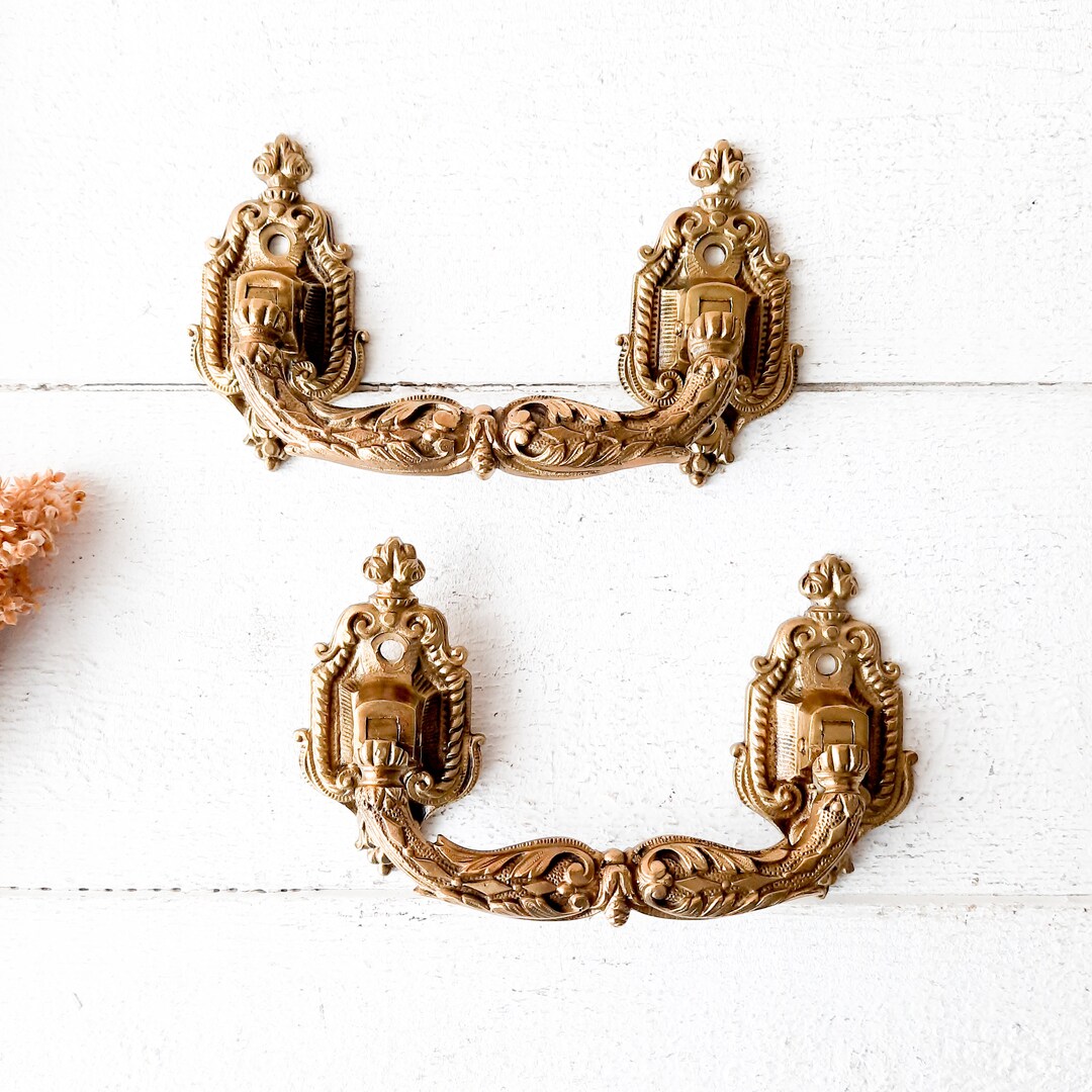 Antique Pair of Bronze Drawer Handles Signed French Etsy UK