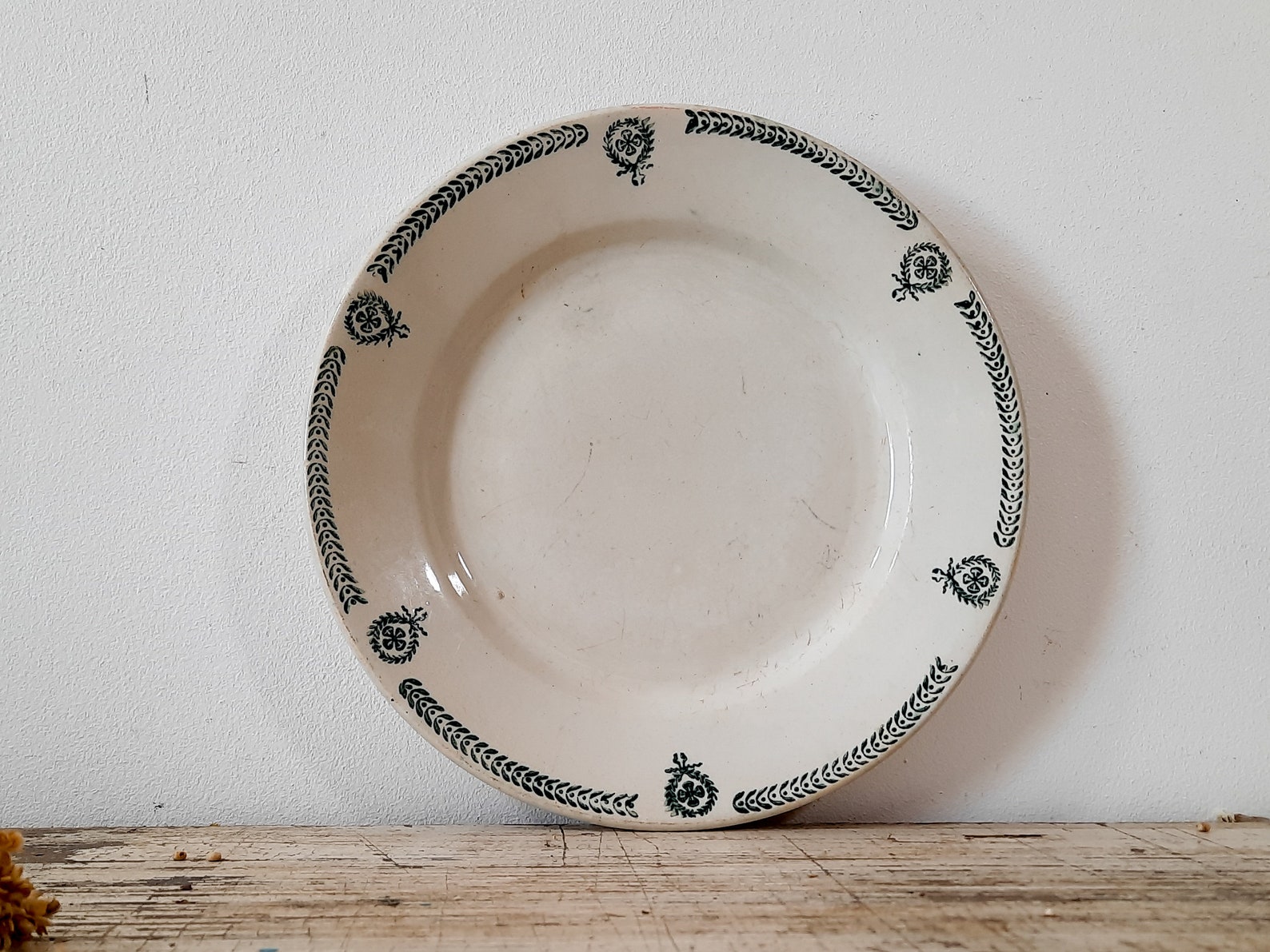 French Dinner Plate Ironstone Green Transferware Castres Terre Etsy