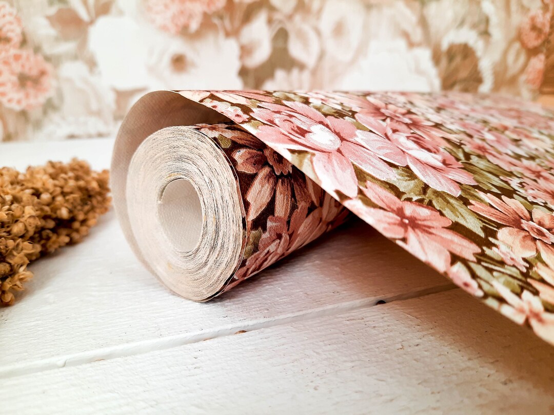 Wallpaper With Pink Flowers Wall Paper Vintage, Floral Wallpaper Roll ...