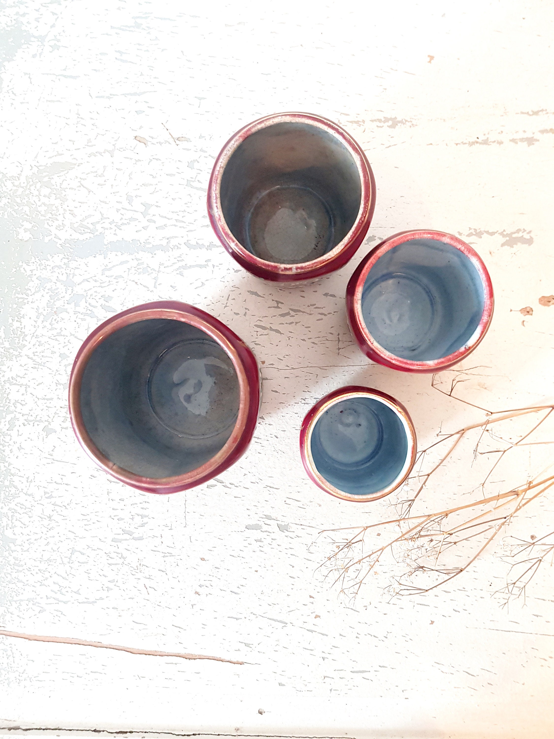 Set von 4 französischen antik roten Küchenkanister Set | Etsy