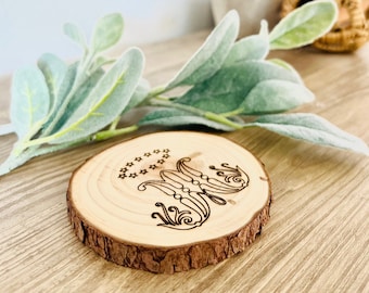 Engraved Wood Marian Drink Coaster | JMJ | Catholic Home Decor | Wooden Drink Coaster | Jesus, Mary, & Joseph | Blessed Mother Decor