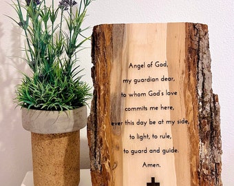 Angel of God Wood Prayer Sign | Guardian Angel | Prayer Decor | Catholic Wall Art | Religious Decor | Faith Based Nursery Gift