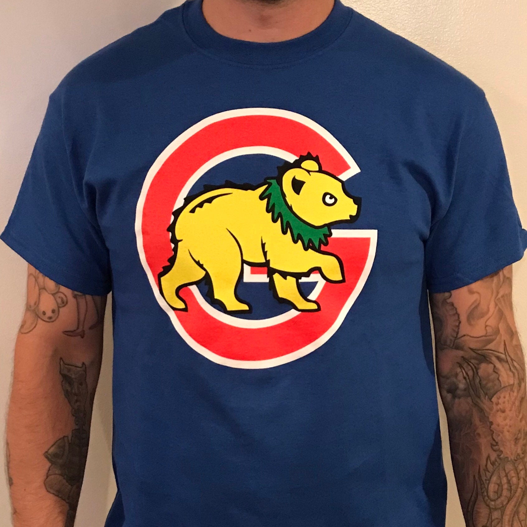blue cubs shirt