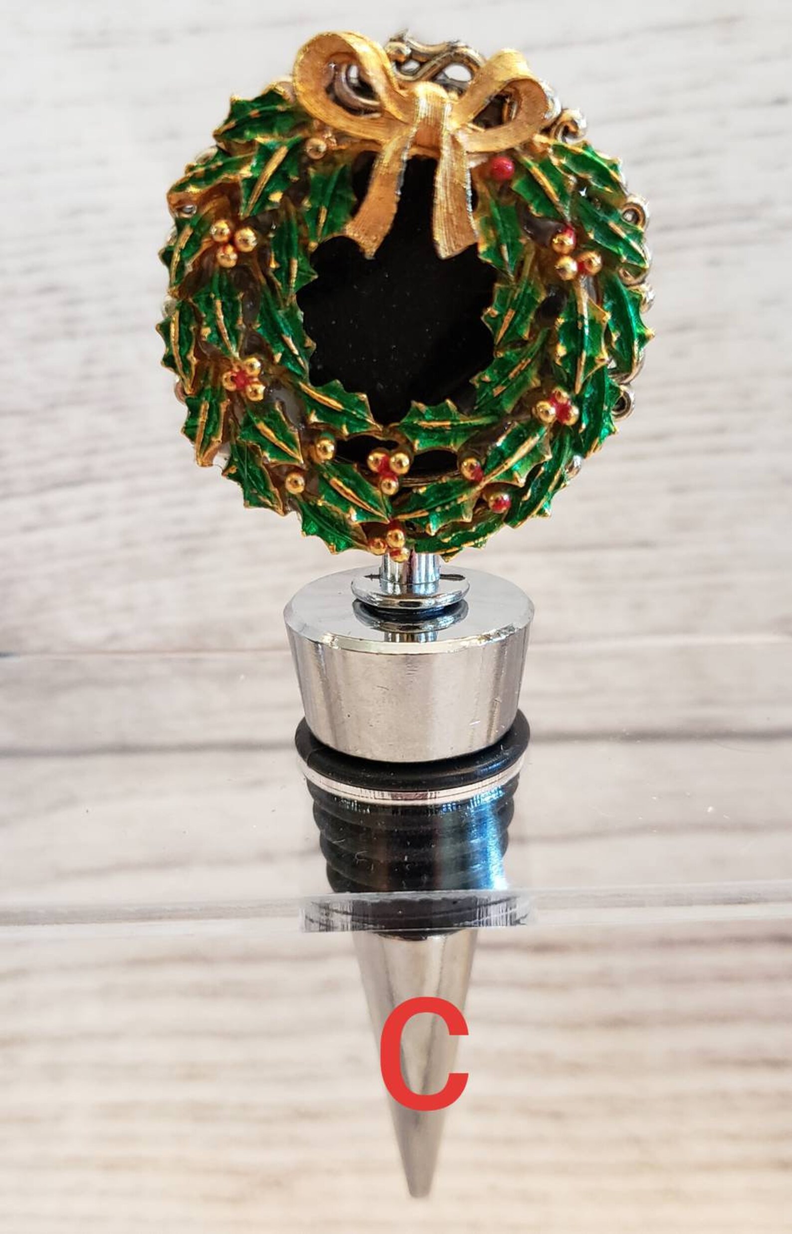 Christmas Holiday Wine Bottle Stopper Vintage Uocycle Gift Etsy