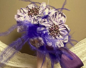 Lavender Doll Hat: Handmade Crochet Fedora with Floral Blooms