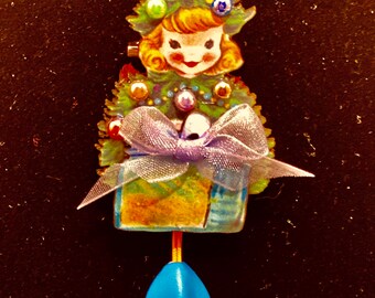 Handbemalter Pin: Perlen Quaste, Perlen Engel Anhänger