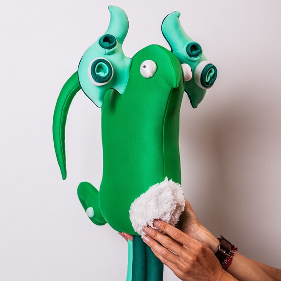 green dog plush