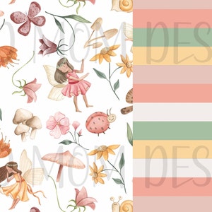 Waldfeen Weiß Floral Natur Farblich abgestimmte Streifen Nahtloses Muster